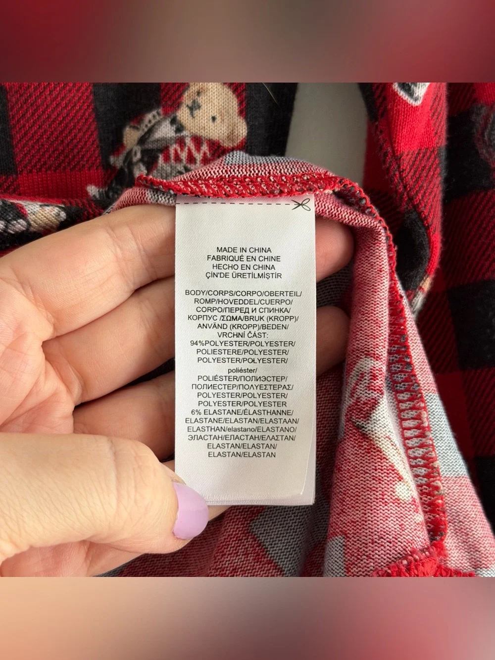 Polo Ralph Lauren Red & Black Plaid Bear Long Sleeve Pajama Shirt